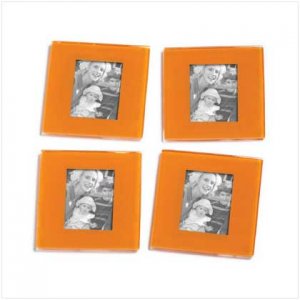 Orange Photo Frame Coaster - 4 Pc