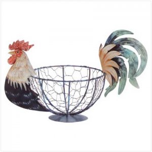 METAL PAINT ROOSTER BASKET