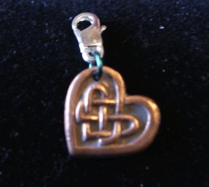 Celtic Copper Heart Charm with Celtic Design Women Men Bracelet Pendant Bracelet