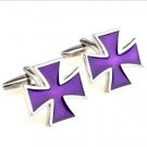 Purple Cross Gothic Novelty Cufflinks FREE Velvet Gift Pouch