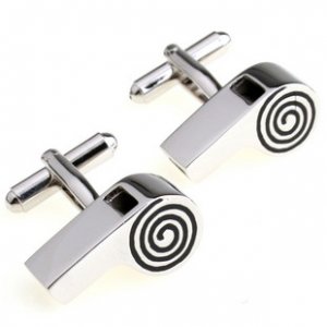 Silver Whistle Novelty Cufflinks FREE Velvet Gift Pouch