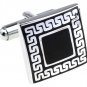 Classic Black & Silver Cufflinks FREE Velvet Gift Pouch