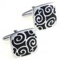 Silver & Black Dynamic Modern Cufflinks FREE Velvet Gift Pouch