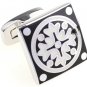 Black & White Rome Style Enamel Square Cufflinks FREE Velvet Gift Pouch