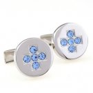 Blue Cross Swarovski Crystals Cufflinks FREE Velvet Gift Pouch
