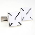 Silver Square Black Crystals Cufflinks FREE Velvet Gift Pouch