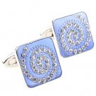 Blue Galaxy Clear Crystals Cufflinks FREE Velvet Gift Pouch