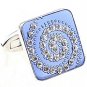 Blue Galaxy Clear Crystals Cufflinks FREE Velvet Gift Pouch