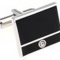Black Enamel Crystals Cufflinks FREE Velvet Gift Pouch