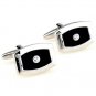 Black Enamel Crystals Cufflinks FREE Velvet Gift Pouch