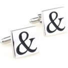 Silver AND '&' Sign Novelty Cufflinks FREE Velvet Gift Pouch
