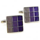 Purple Enamel 9 Squares Cufflinks FREE Velvet Gift Pouch