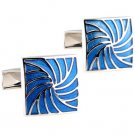 Blue Spiral Galaxy Modern Cufflinks FREE Velvet Gift Pouch