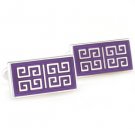 Purple Chinese Culture Style Enamel Cufflinks FREE Velvet Gift Pouch