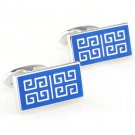 Blue Chinese Culture Style Enamel Cufflinks FREE Velvet Gift Pouch