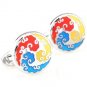 Enamel Chinese Auspicious Cloud Cufflinks FREE Velvet Gift Pouch