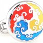 Enamel Chinese Auspicious Cloud Cufflinks FREE Velvet Gift Pouch