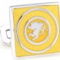 Yellow Cupid Square EnamelCufflinks FREE Velvet Gift Pouch