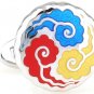 Colorful Auspicious Cloud Enamel Cufflinks FREE Velvet Gift Pouch