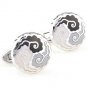 Grey Auspicious Cloud Enamel Cufflinks FREE Velvet Gift Pouch