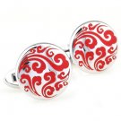 Red Chinese Auspicious Cloud Cufflinks FREE Velvet Gift Pouch