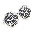 Black Chinese Auspicious Cloud Cufflinks FREE Velvet Gift Pouch