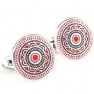 Red Deco Maltese Enamel Cufflinks FREE Velvet Gift Pouch