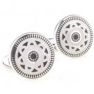 Grey Deco Maltese Enamel Cufflinks FREE Velvet Gift Pouch
