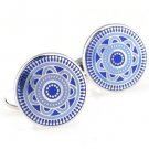 Blue Deco Maltese Enamel Cufflinks FREE Velvet Gift Pouch