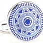 Blue Deco Maltese Enamel Cufflinks FREE Velvet Gift Pouch