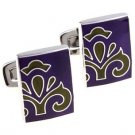 Dark Purple Vienna Style Enamel Cufflinks FREE Velvet Gift Pouch