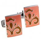 Orange Vienna Style Enamel Cufflinks FREE Velvet Gift Pouch