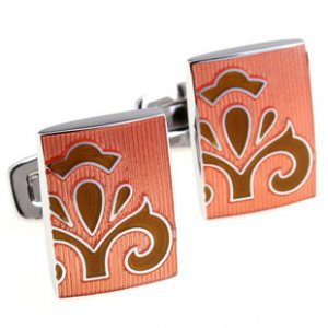 Orange Vienna Style Enamel Cufflinks FREE Velvet Gift Pouch