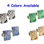 Black Deco Flower Enamel Cufflinks FREE Velvet Gift Pouch