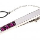 Purple Swarovski Crystal Tie Bars Clips FREE Gift Box