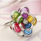 Sparkling Rainbow color Flower Ring
