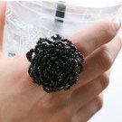Big Black Flower Ring