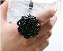 Big Black Flower Ring