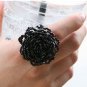 Big Black Flower Ring