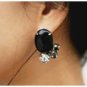 Big Black Gem with diamond Earring