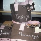 5  Brown and Pink Flower Girl Totes New