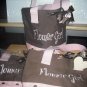 5  Brown and Pink Flower Girl Totes New