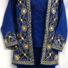 African Women Clothing 4PCs Skirt Set outfit Dark Blue Gold 9104 1X 2X 3X