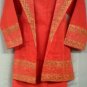 African Women Clothing 4PCs Skirt Set outfit Orange Gold 9107 1X 2X 3X