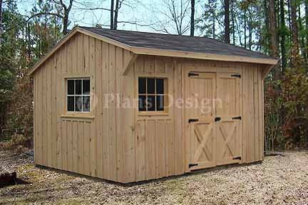 10' X 12' Saltbox Roof Style Storage Shed Project Plans, Design #71012