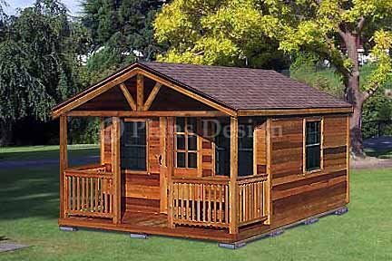 20' X 16' Cabin Shed with Porch Project Plans, Design #62016