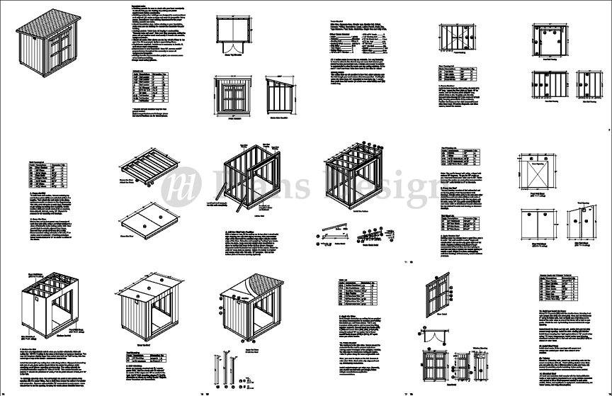 6 X 8 Wooden Garden Deluxe Modern Storage Shed Plans Design D0608m