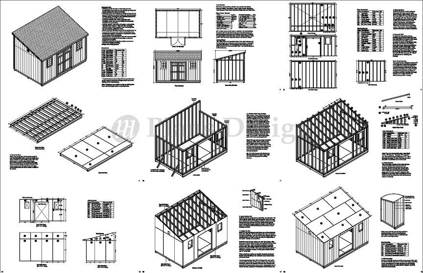 10 X 16 Lean To Shed Plans How To Build Storage Shed Design D1016l