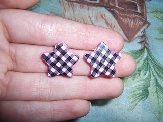 Pink & Black Star Earrings