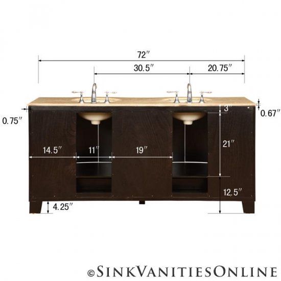 72" Nicosia Double Sink Bathroom Vanity & Top 0703
